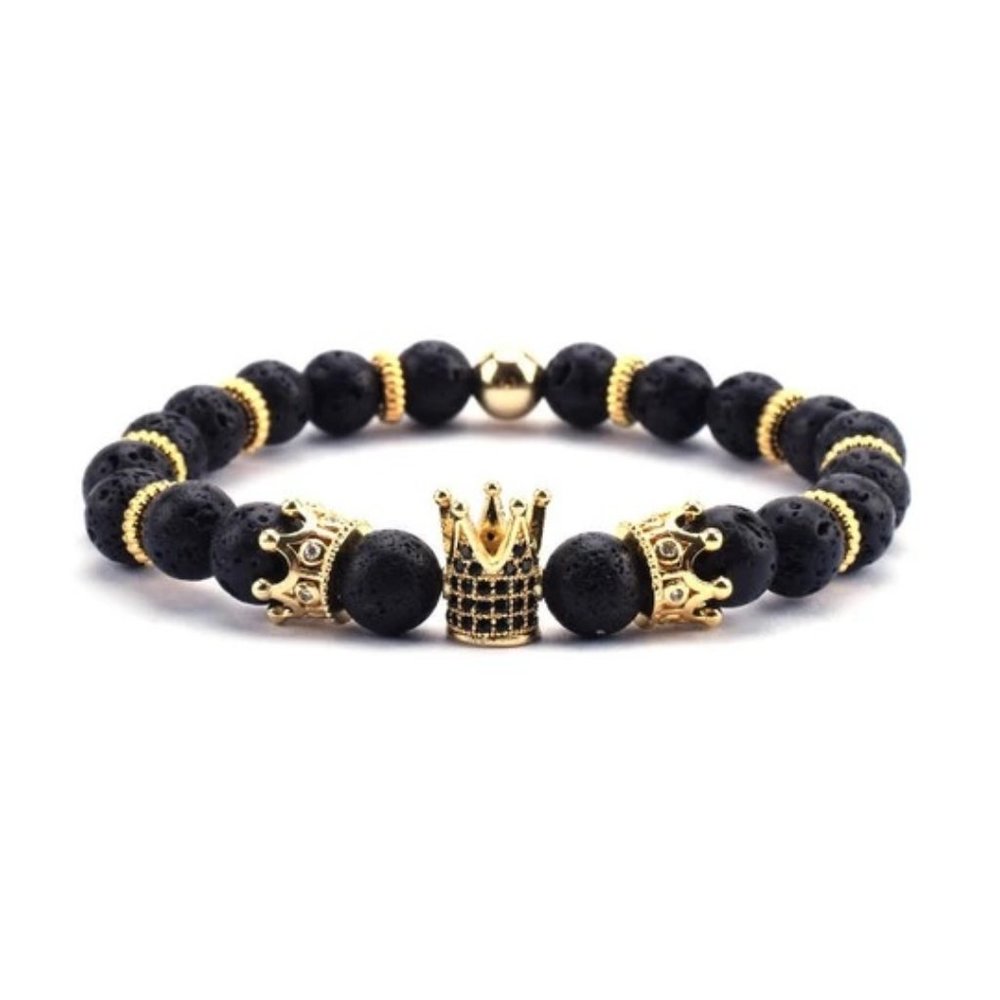 Black Crown Volcanic Stone Good Luck Bracelet